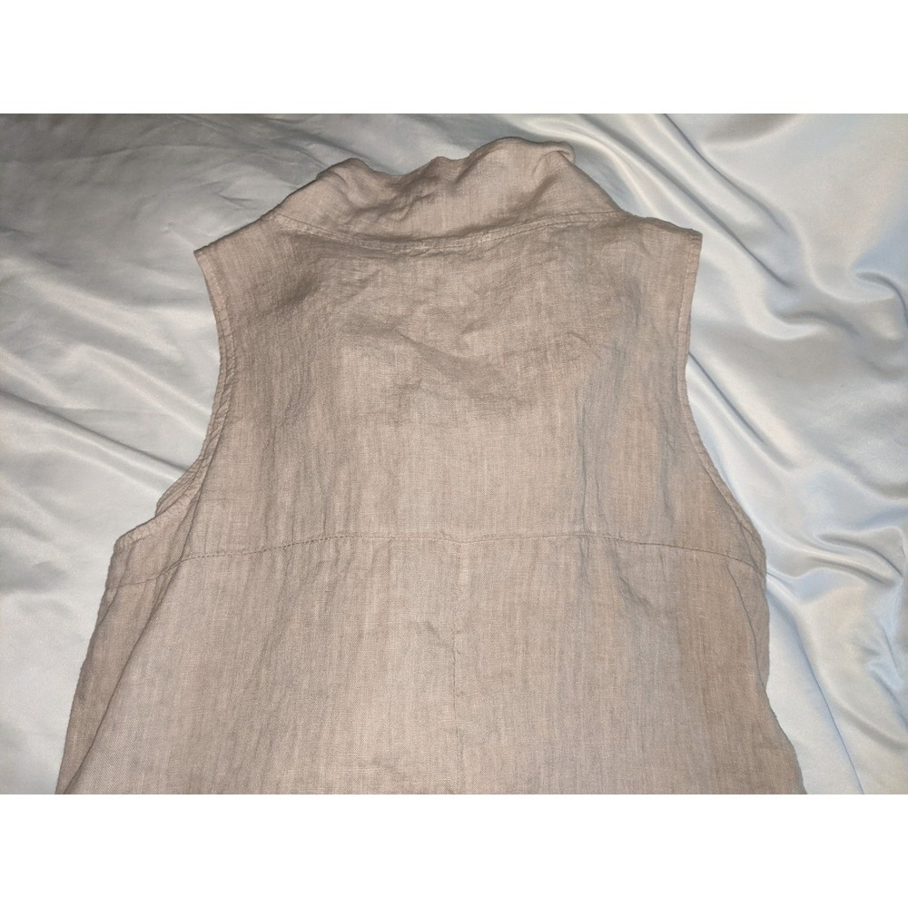 Stella Martini Italy Womens Linen Shift Dress Beige Tie Neck Sleeveless Art A211 - Picture 15 of 16